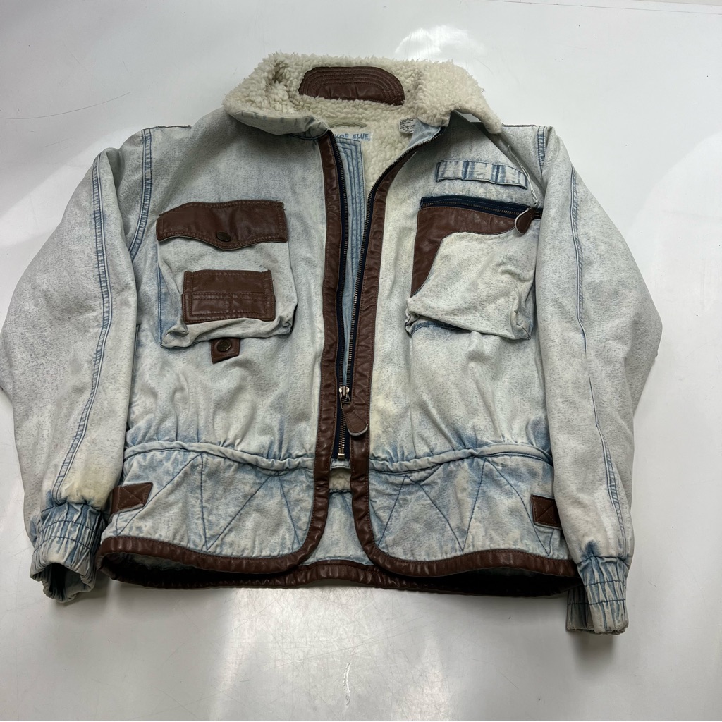 70s 80s Vintage Denim Winter Jacket Size 2 L78-19